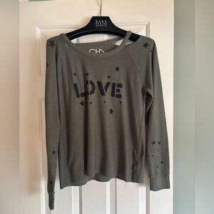 ❤️’CHASER’ CUTE GREEN LONGSLEEVE SHIRT WITH STAR DETAIL~MEDIUM